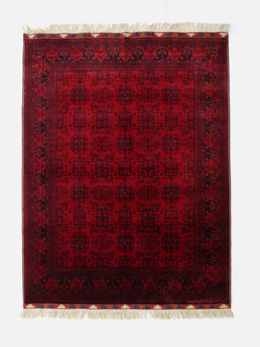 Wool rug · Turkmen · Crimson red & navy