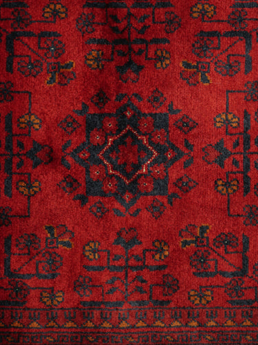 Wool rug · Turkmen · Crimson red & navy