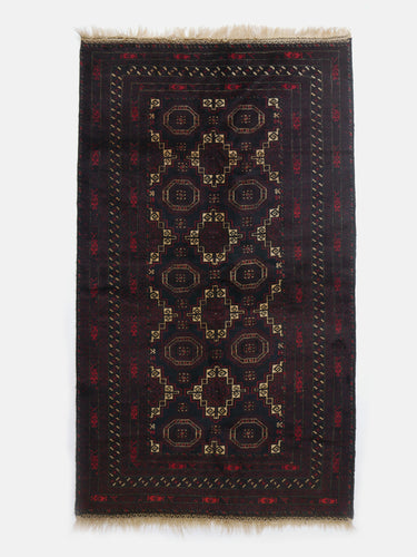 Vintage wool rug · Baluch · Deep navy & burgundy