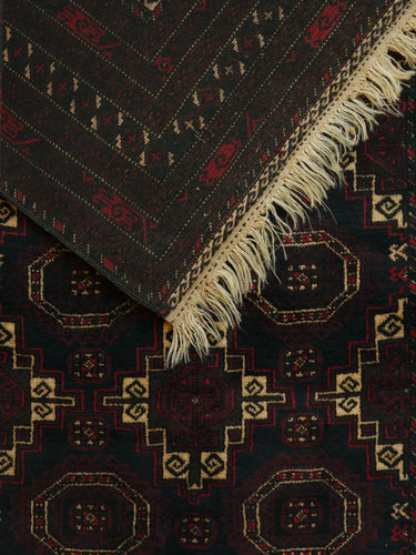 Vintage wool rug · Baluch · Deep navy & burgundy