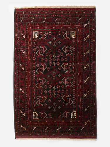 Vintage wool rug · Baluch · Burgundy & navy