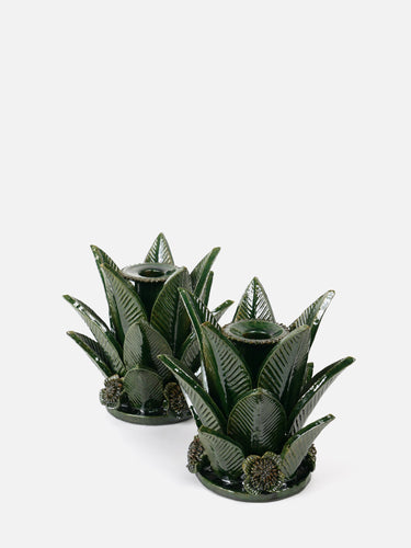 ceramic succulent candle holder Ceramic candleholder · Michoacán · Forest green – OMAĜO