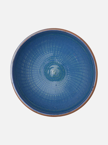 Ceramic serving bowl · Horezu · Cobalt blue