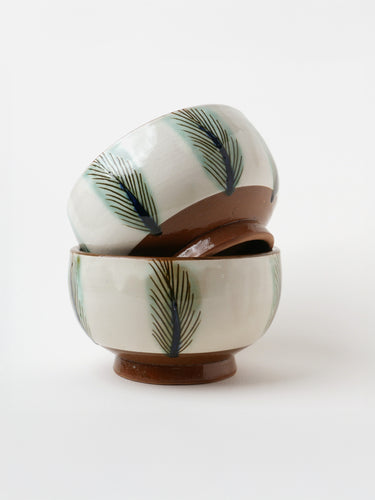 Ceramic bowl · Fayoum · Ivory & green