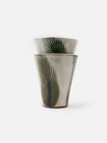 Ceramic cup · Fayoum · Ivory and green