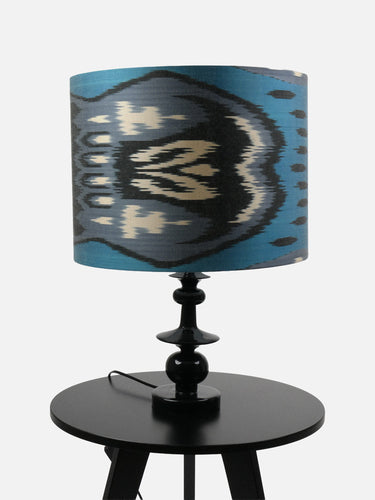 Ikat Drum Lampshade · Adras · Blue & Black