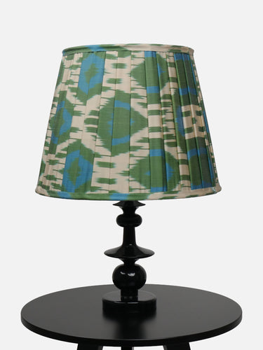 Ikat Pleated Lampshade · Silk · Green & Blue