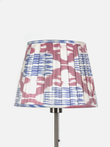Ikat Pleated Lampshade · Silk · Red & Blue