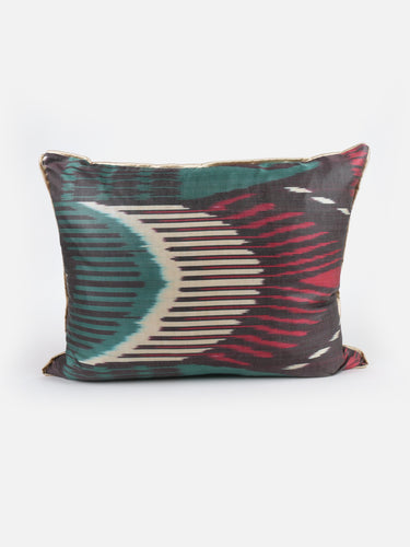Ikat Cushion Cover · Adras Silk · Green&Red