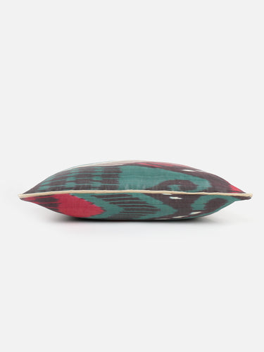 Ikat Cushion Cover · Adras Silk · Green&Red