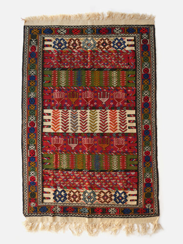 Wool rug · Qashqai · Red & green