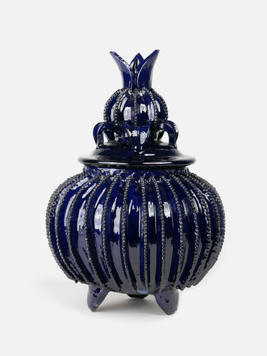 Decorative ceramic vessel · Michoacán · Cobalt blue