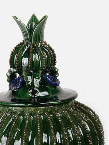 Decorative ceramic vessel · Michoacán · Emerald green