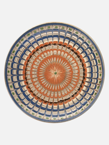 Ceramic plate · Horezu · Blue & copper