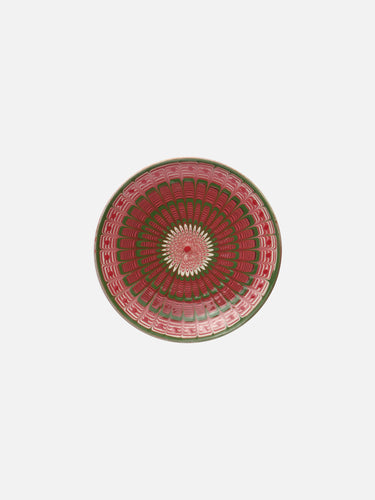 Ceramic plate · Horezu · Crimson red & green