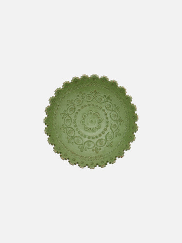 Ceramic plate · Horezu · Moss green