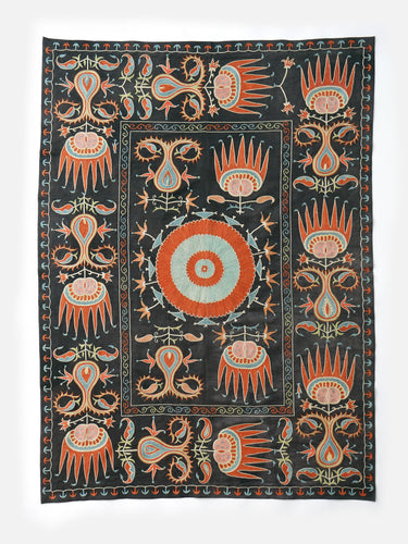 Suzani cloth · Namangan · Charcoal & Coral