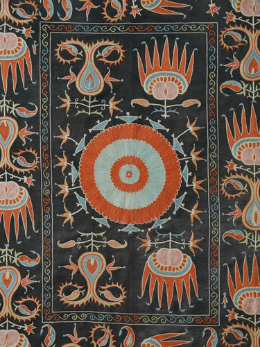 Suzani cloth · Namangan · Charcoal & Coral