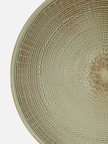 Serving ceramic plate · Horezu · Copper green