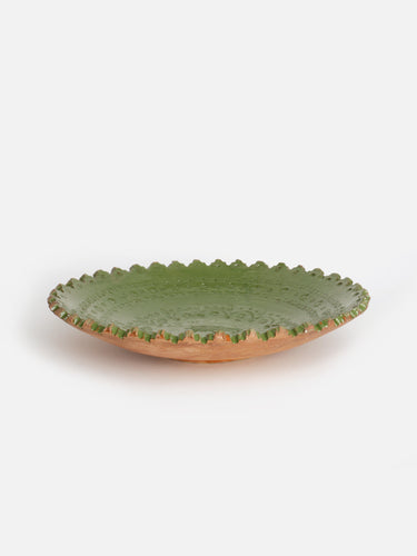 Ceramic plate · Horezu · Moss green