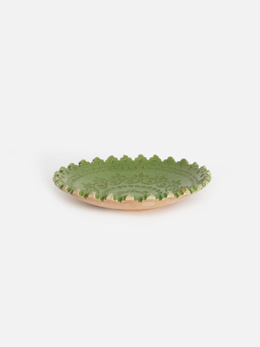 Ceramic plate · Horezu · Moss green