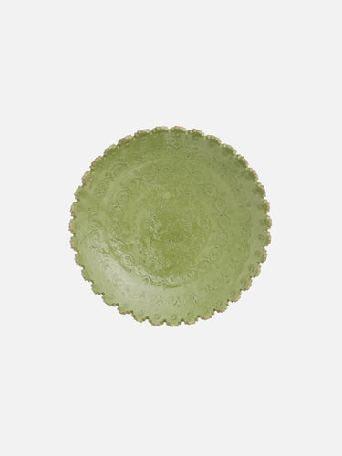 Ceramic plate · Horezu · Moss green