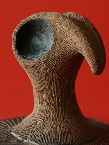 Ceramic box · Fayoum · Sienna and black