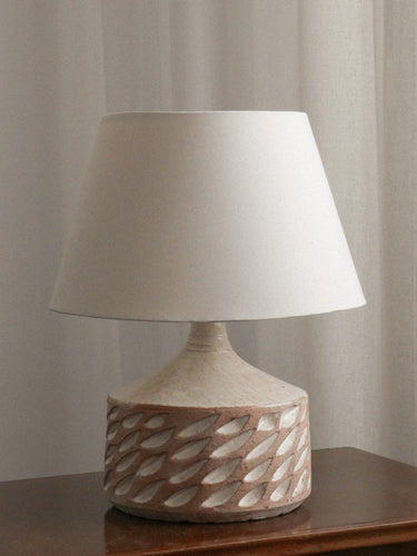 Glazed ceramic lamp base · Leaf relief