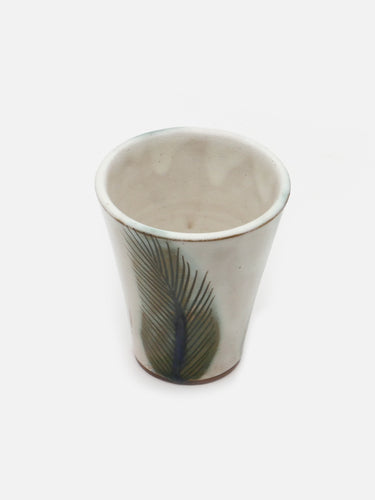 Ceramic cup · Fayoum · Ivory and green