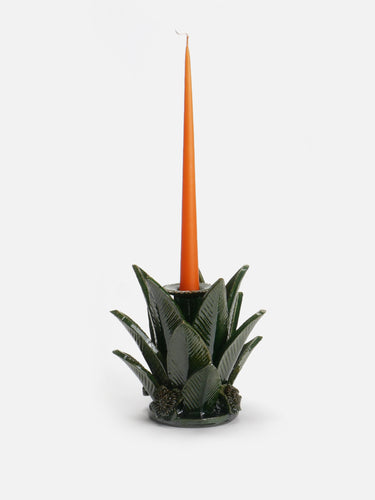 Ceramic candleholder · Michoacán · Forest green