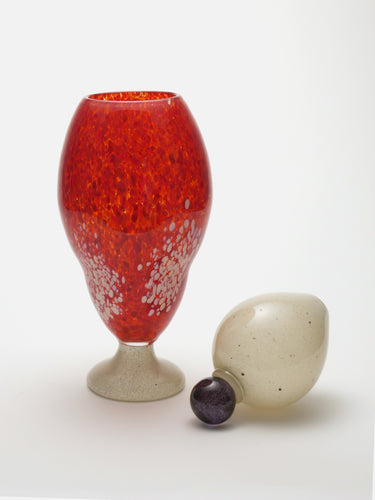 Decorative glass jar · Lviv · Ruby red